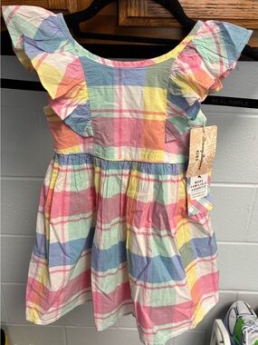 NWT - Tommy Bahama Pastel Plaid Ruffle-Sleeve Dress - Size 2T